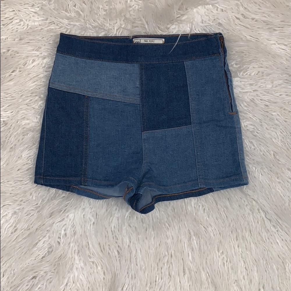 Patchwork free people jean shorts